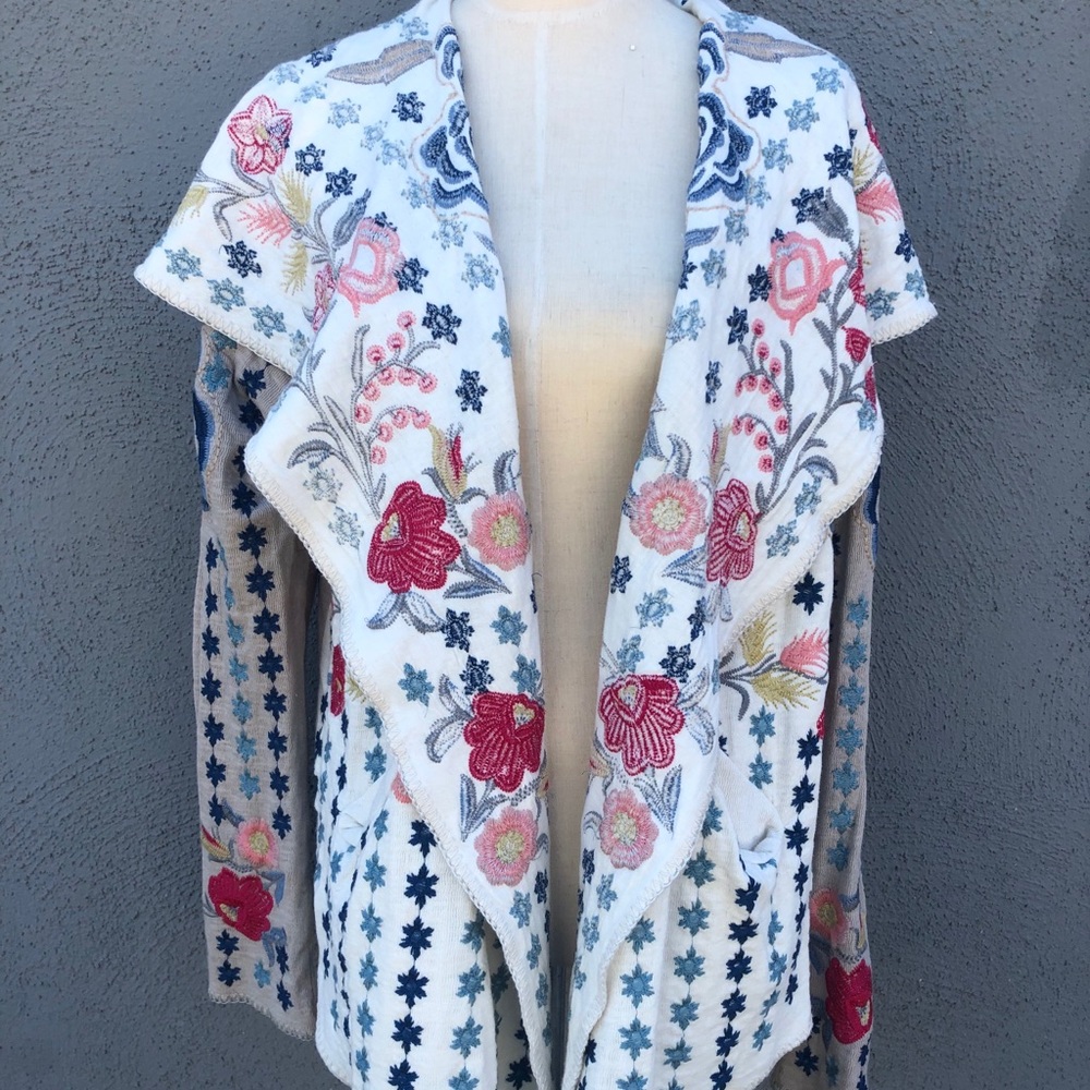 Johnny Was embroidered sweater/ hoodie/ jacket S